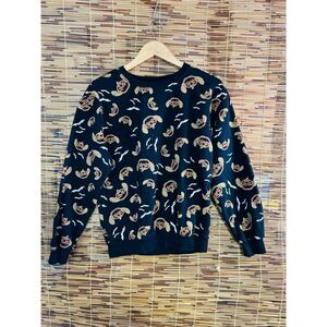 Disney Stitch Juniors Pumpkin Bats Halloween Sweatshirt, Black Medium